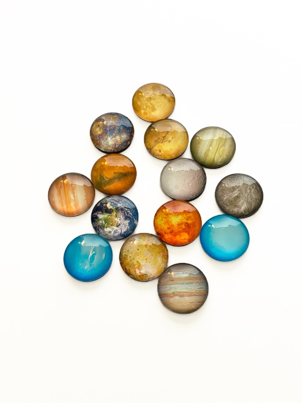 14 Round Space Planet Magnets